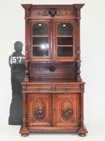 Renaissance Style Carved Oak Double Buffet