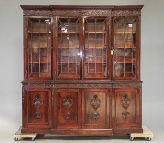 French Empire Style Monumental Carved Bookcase