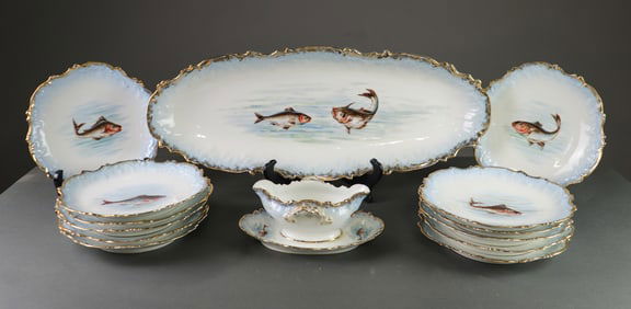14pcs Plate Set - Platter, Sauce Boat & 12 Plates