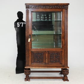 Spanish Renaissance Style Carved Oak Cabinet