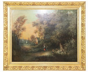 Small French Gold Framed Oil On Canvas Landscape #1