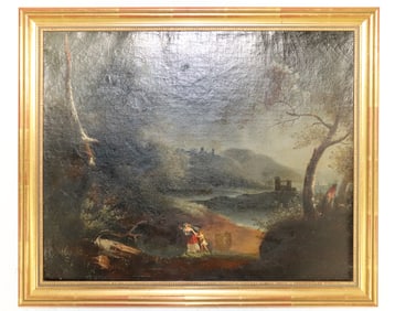 Small French Gold Framed Oil On Canvas Landscape #2