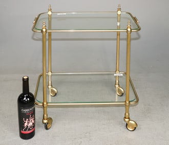 French 2 Tier Brass & Glass Trolley