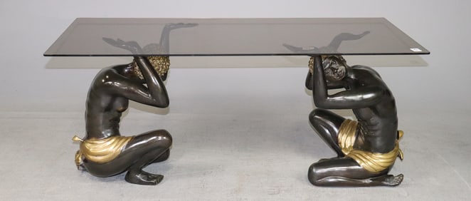 Art Deco Style Blackamoor Glass Top Coffee Table