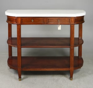 Louis XVI Style White Marble Top Sever / Console