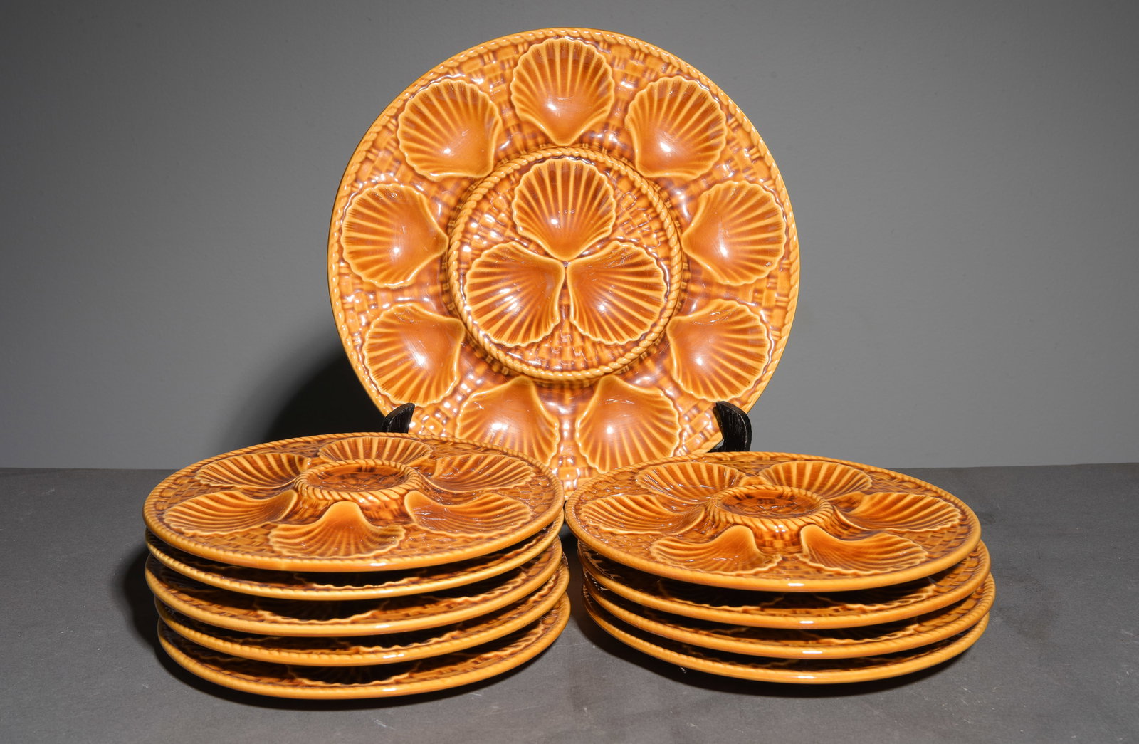 10pc French Scallop Plate Set - Platter & 9 Plates #2 (1 of 3)