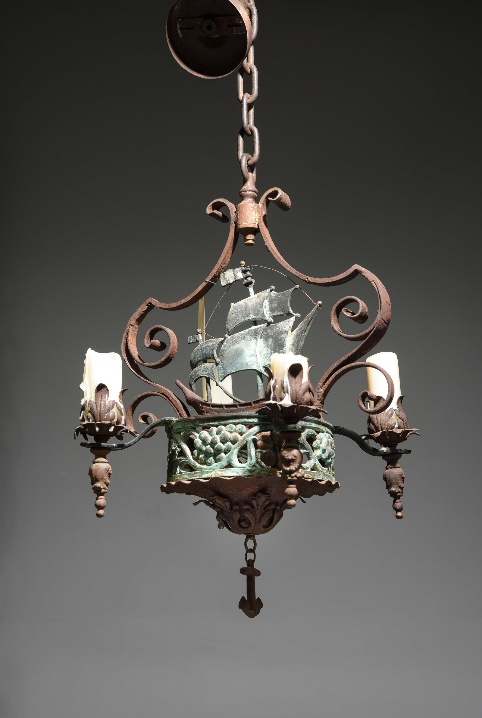 Antique Cast Iron Ship Motif Chandelier (1 of 3)