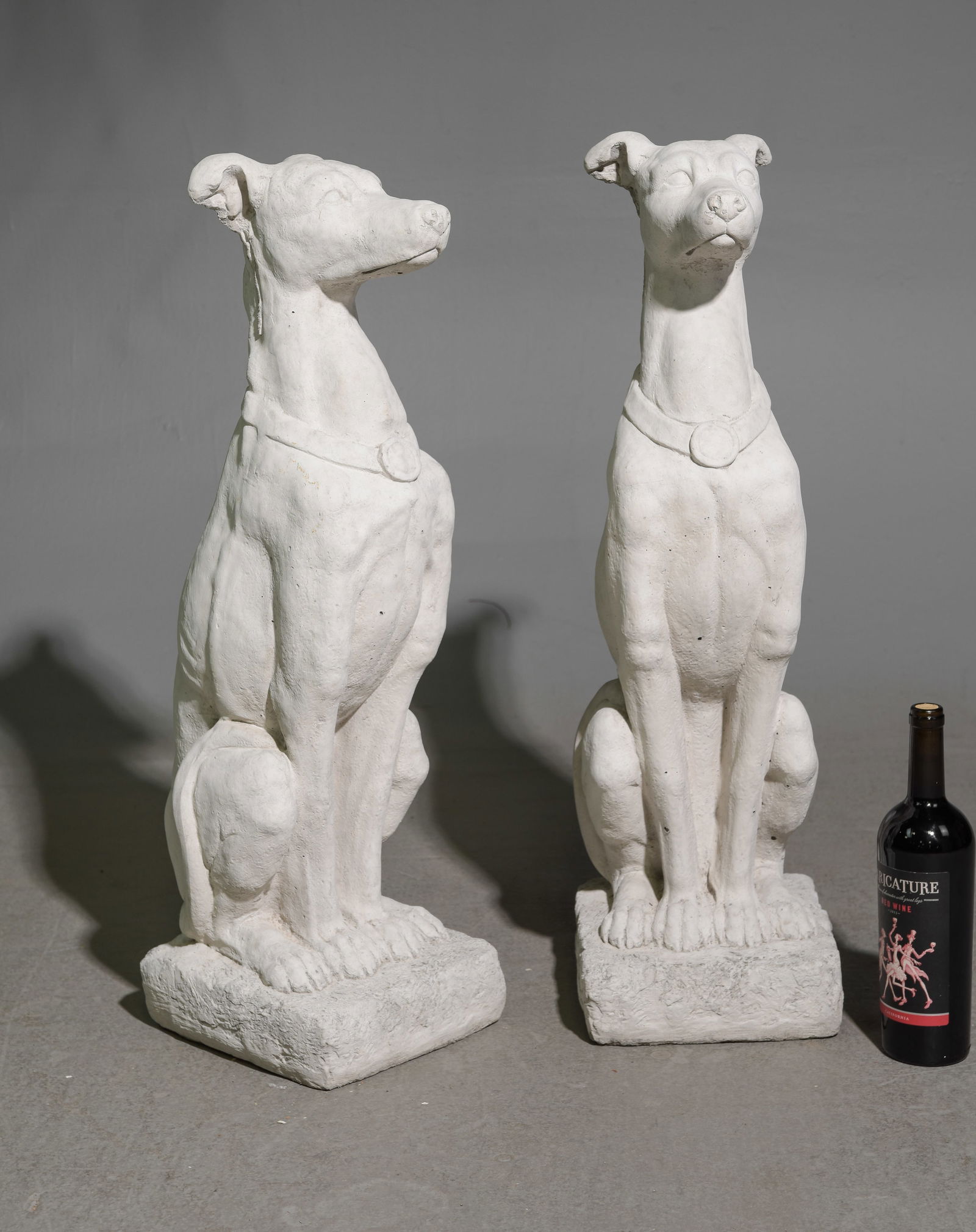 Pair of Large Cast Stone / Concrete Whippets (1 of 5)