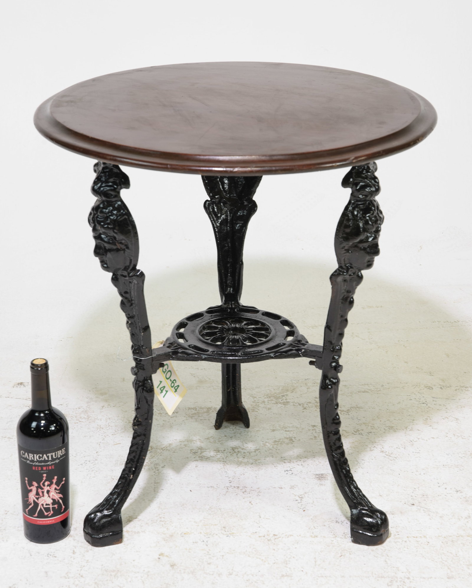 British Iron Base Top Pub Table: British Iron Base Top Pub Table - 27 in tall x 24 in diameter