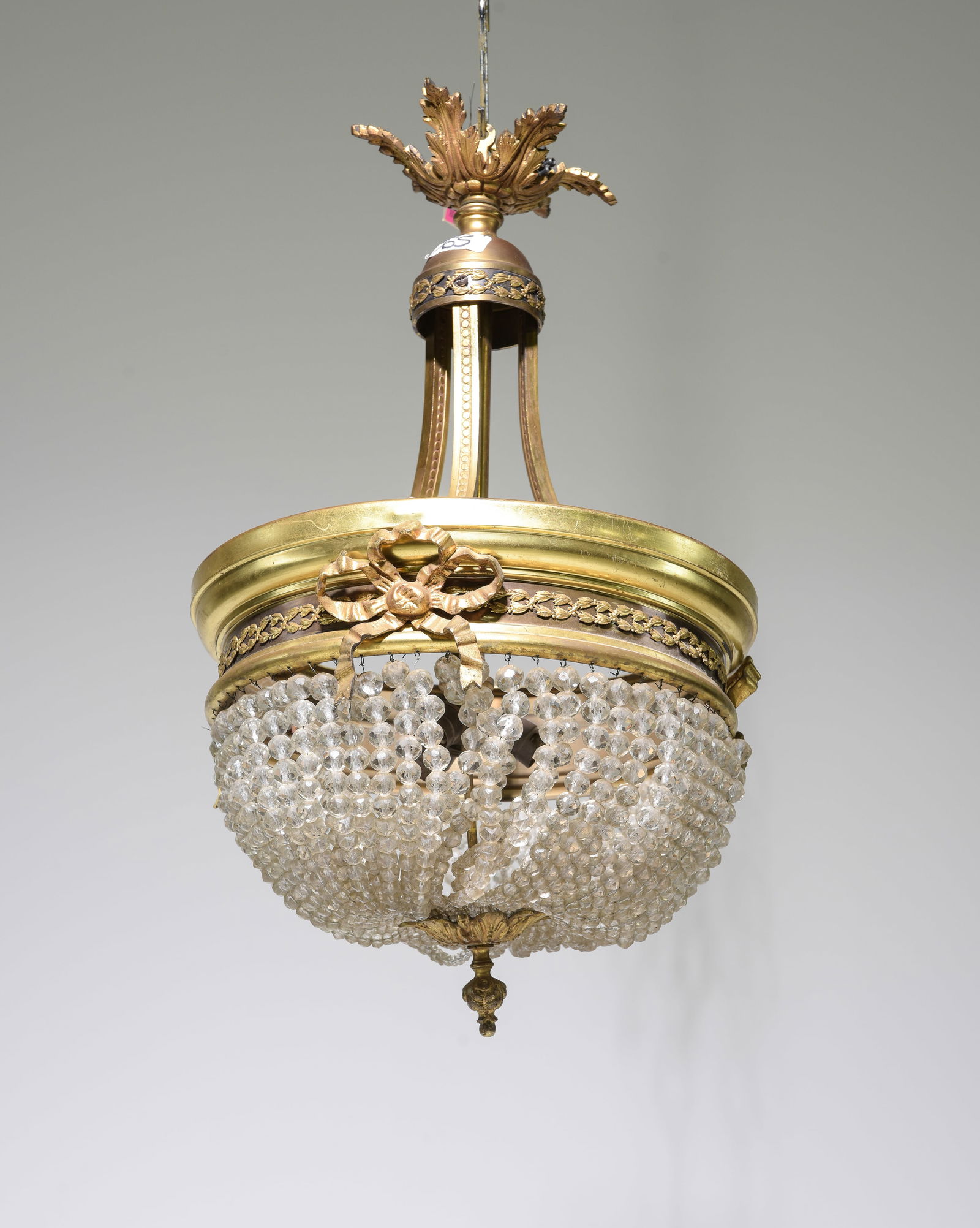 French Gold Gilded Chandelier: French Gold Gilded Chandelier - 22 in tall x 14 in diameter