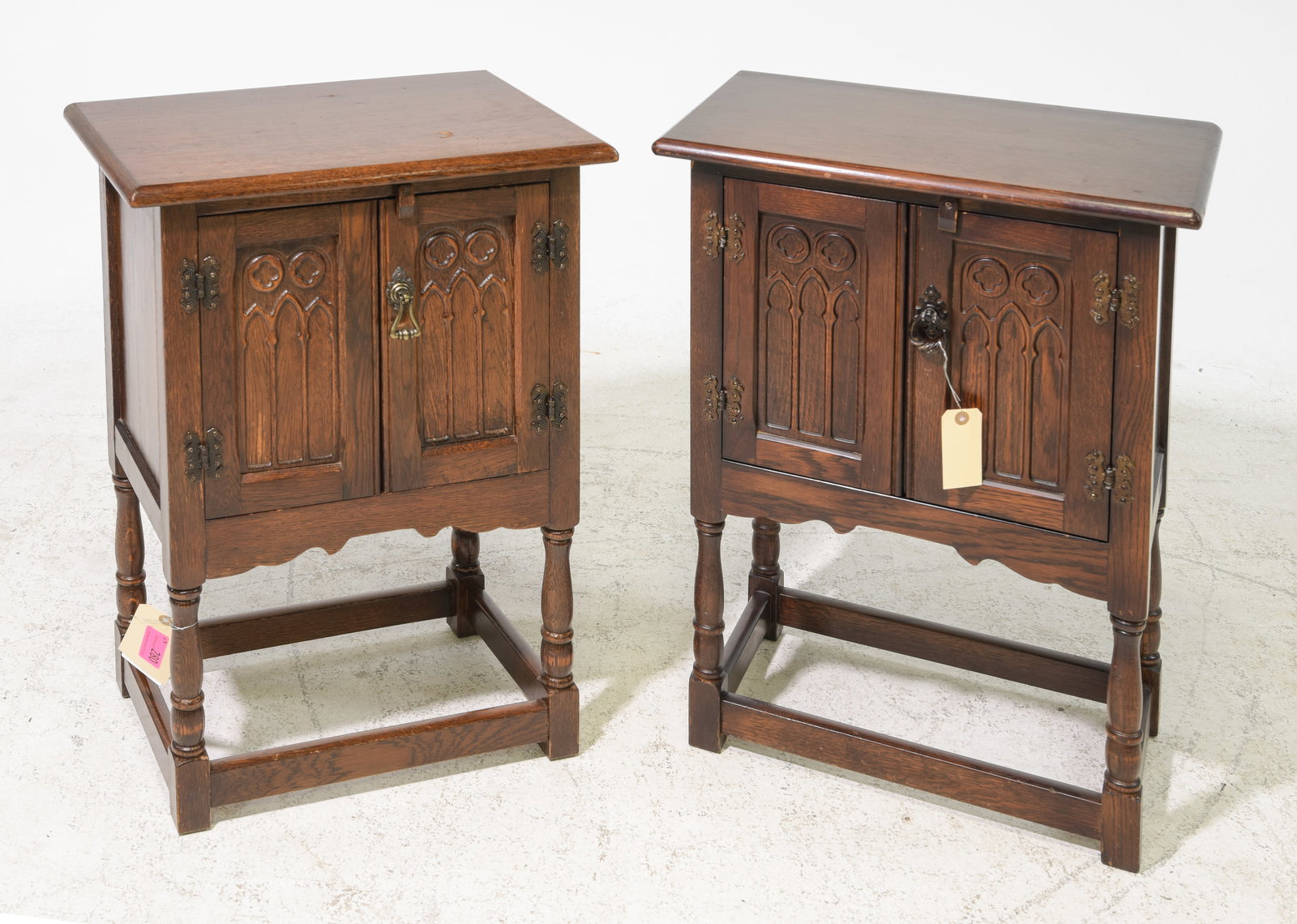 2 British Gothic Carved Oak Side Cabinets (1 of 3)