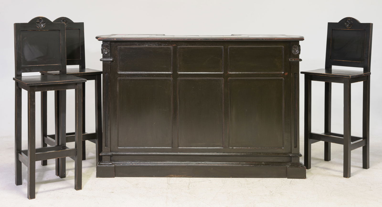 Tile Top Home Bar with Three Bar Stools (1 of 6)