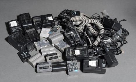 Many Battery Rechargers, NiCAD batteries, & Cords