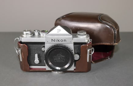 Nikon F Camera Body Only in Brown Leather Fitted Case