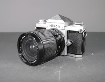 Nikon F Camera with Albinar-ADG Lens 1:3.9/4.9 28-80mm 058 (218678) - Looks Damaged