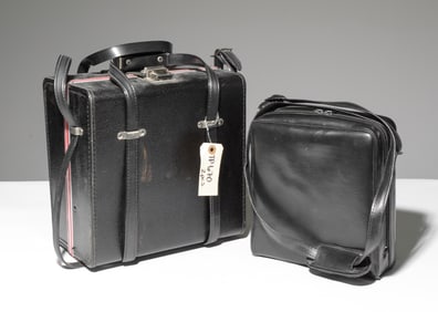 (2) Vintage Black Leather Camera/Lens Bags