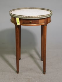 Louis XVI Style Round White Marble Top Table