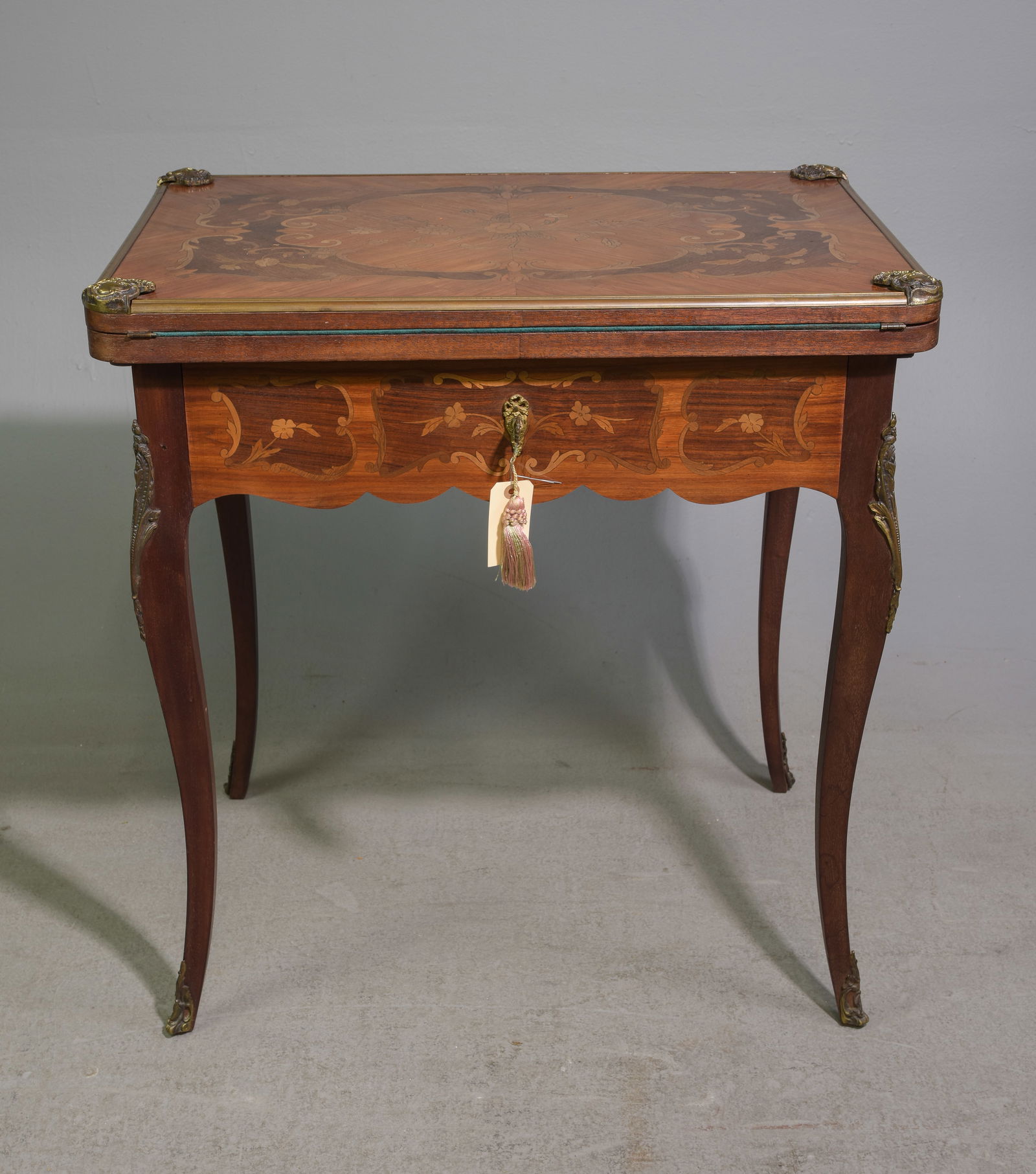 French Marquetry Inlaid Flip Top Card Table (1 of 4)