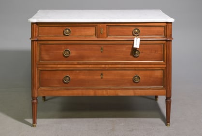 Louis XVI Style White Marble Top Chest #1