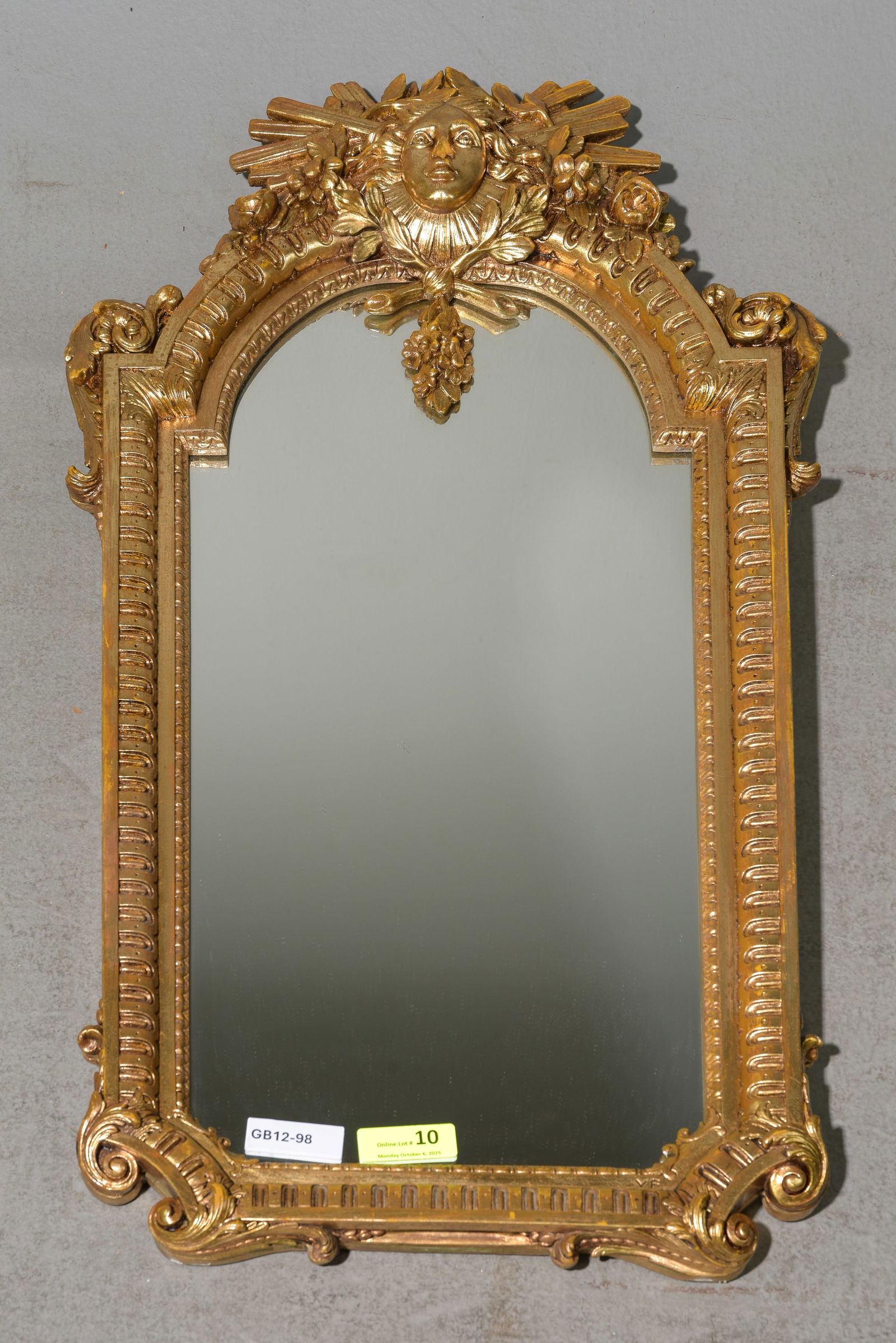 Louis XV Style Gold Framed Mirror: French Louis XV Style Gold Framed Mirror - 38 in tall x 21 x 3