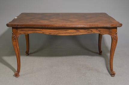 Louis XV Style Parquet Top Draw Leaf Table