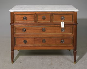 Louis XVI Style White Marble Top Chest #2