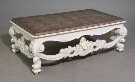 French Style Large Painted Base Cocktail Table