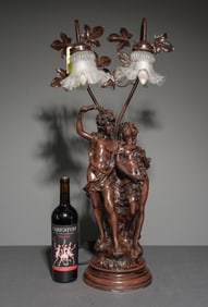 Art Nouveau Style Double Figural "Lovers" Lamp
