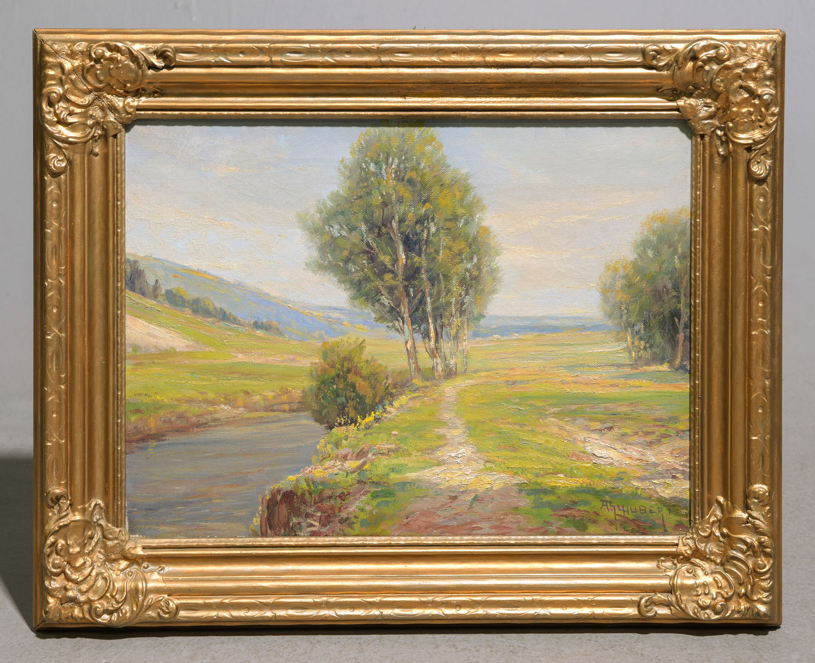 Gold Framed Antique Oil on Canvas Landscape (1 of 3)