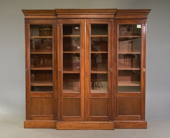 French Mahogany Four Door Bookcase