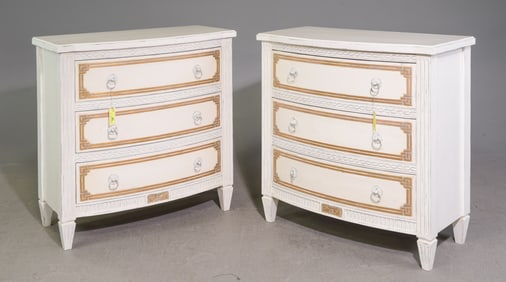 French Style Pair of Three Drawer Painted Chests