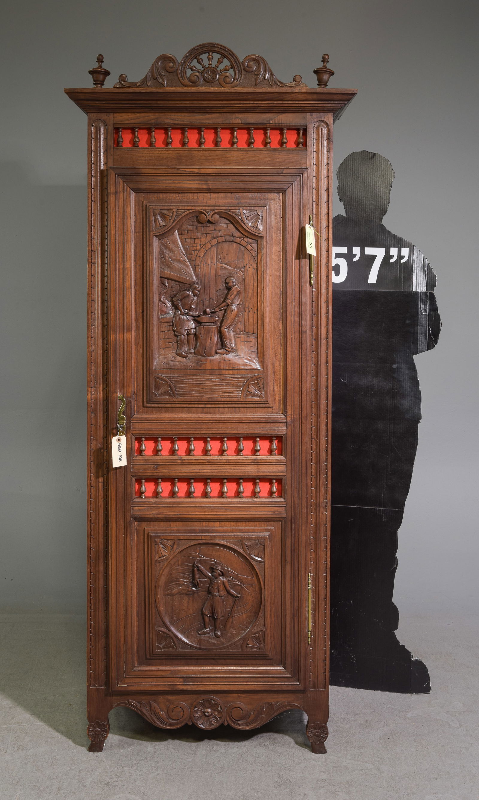 French Breton Style Carved Oak Bonnetiere (1 of 9)