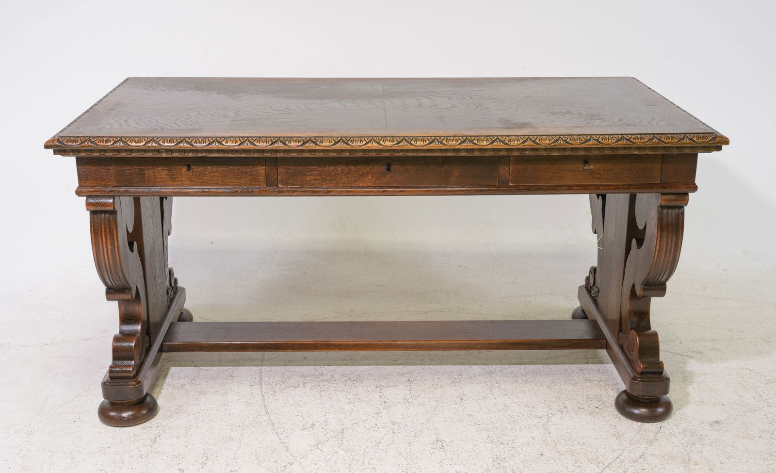 Danish Oak Writing Table / Desk: Danish Oak Writing Table / Desk - 29.5 in tall x 60 x 32.5, Floor to under is 23.75 inches