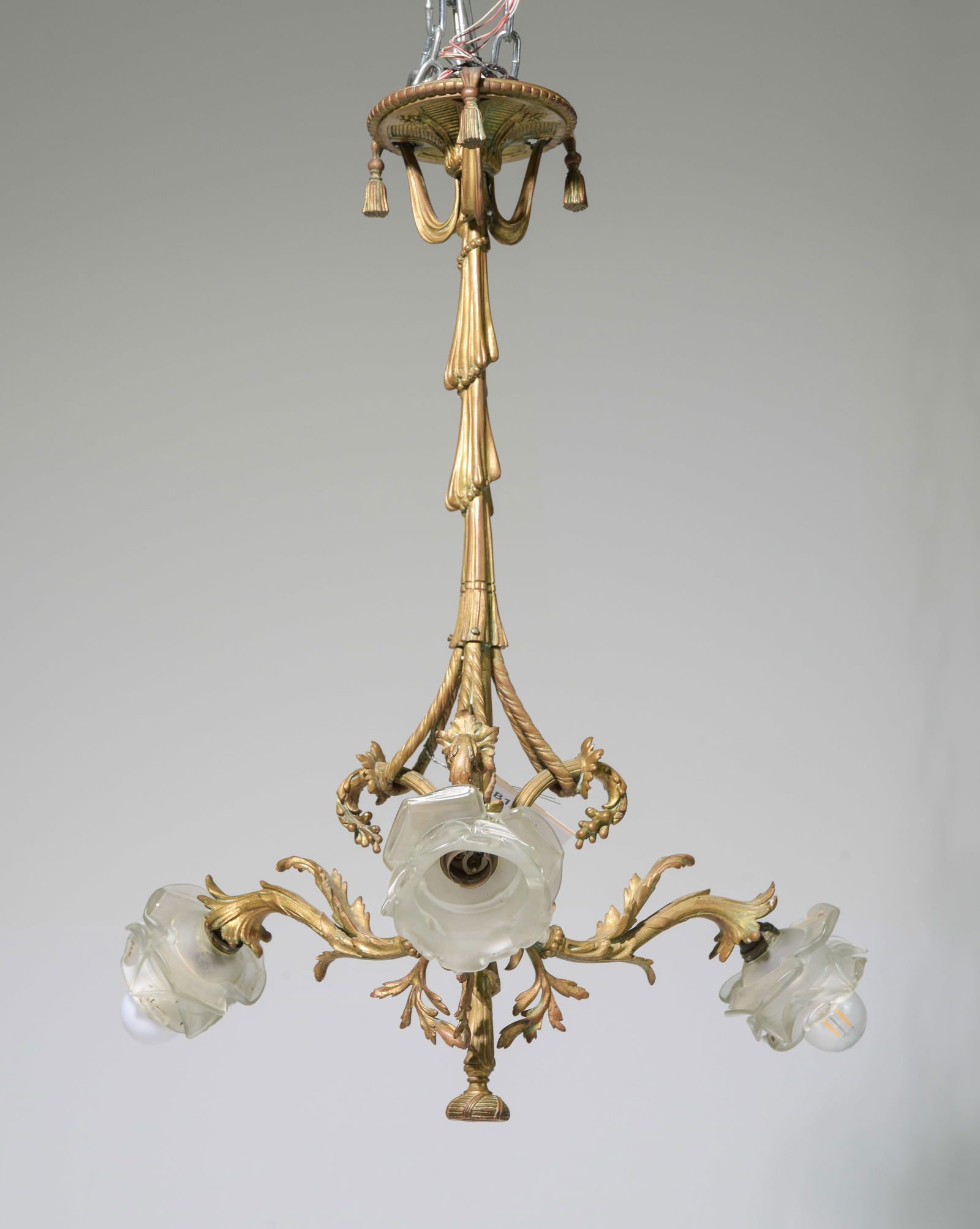 French Art Nouveau Style Chandelier: French Art Nouveau Style Chandelier - 25.5 in tall x 15 x 17