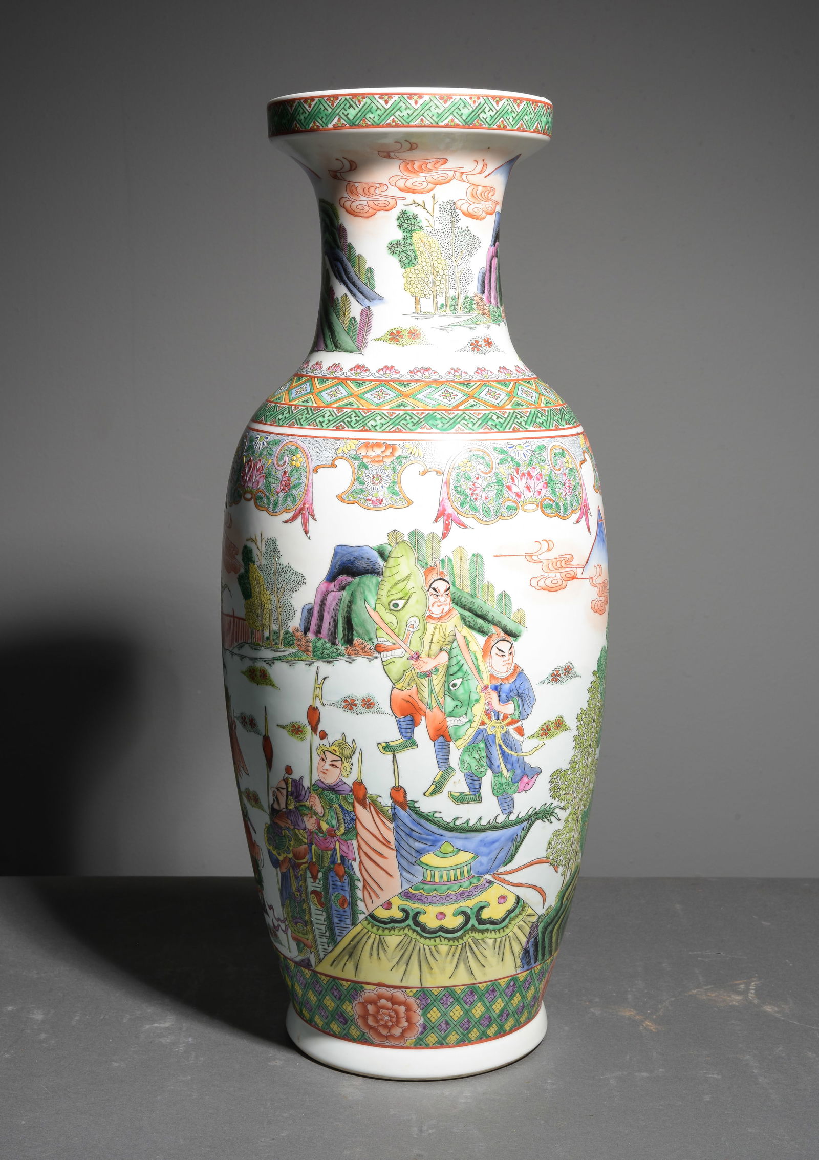 Asian Style Famille Rose Porcelain Vase: Asian Style Famille Rose Porcelain Vase - 24 in tall x 10 in diameter