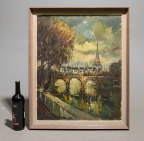 Framed Oil On Canvas City Scape - Paris
