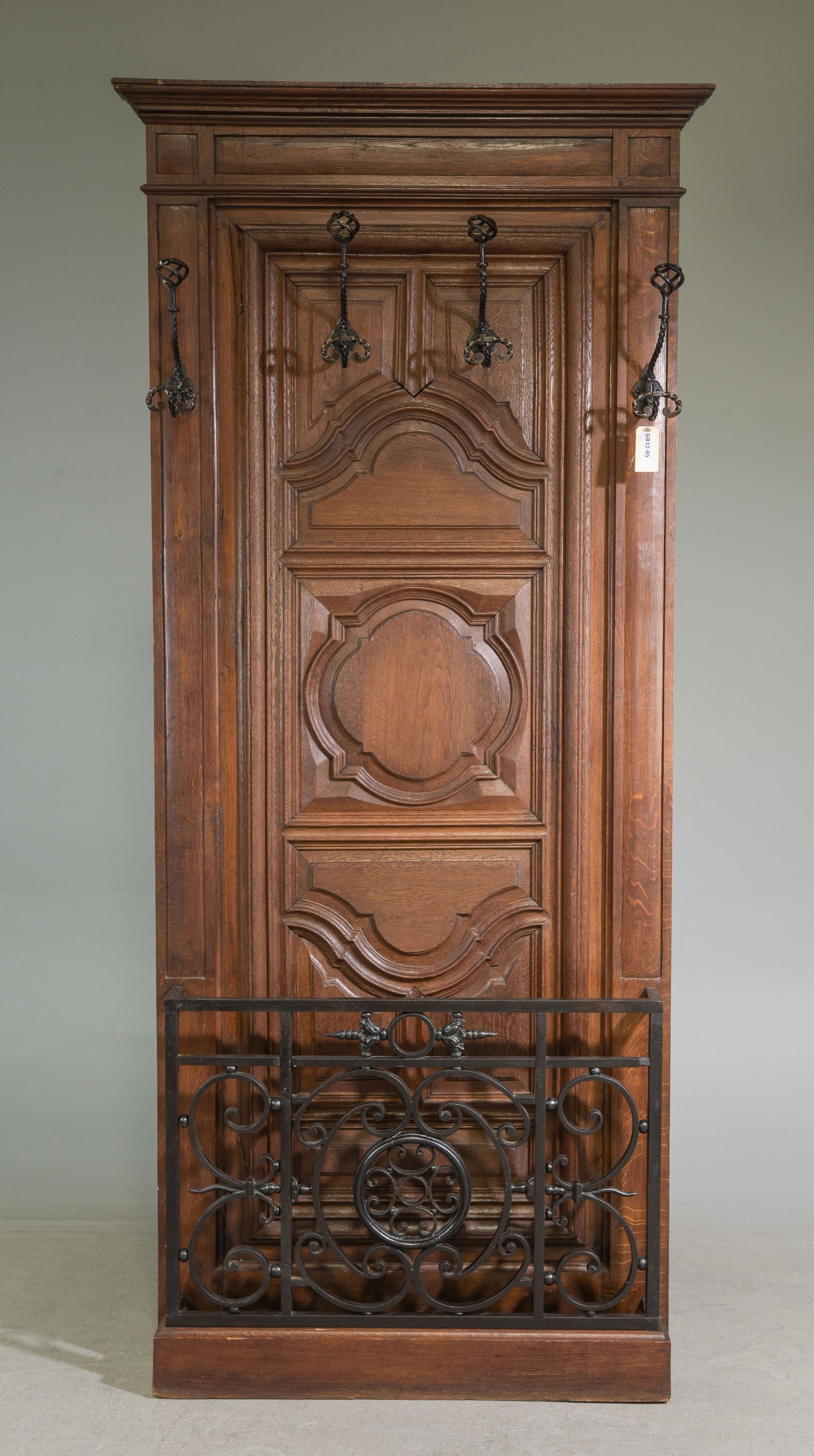 French Carved Oak Cast Iron Hall Stand (1 of 4)