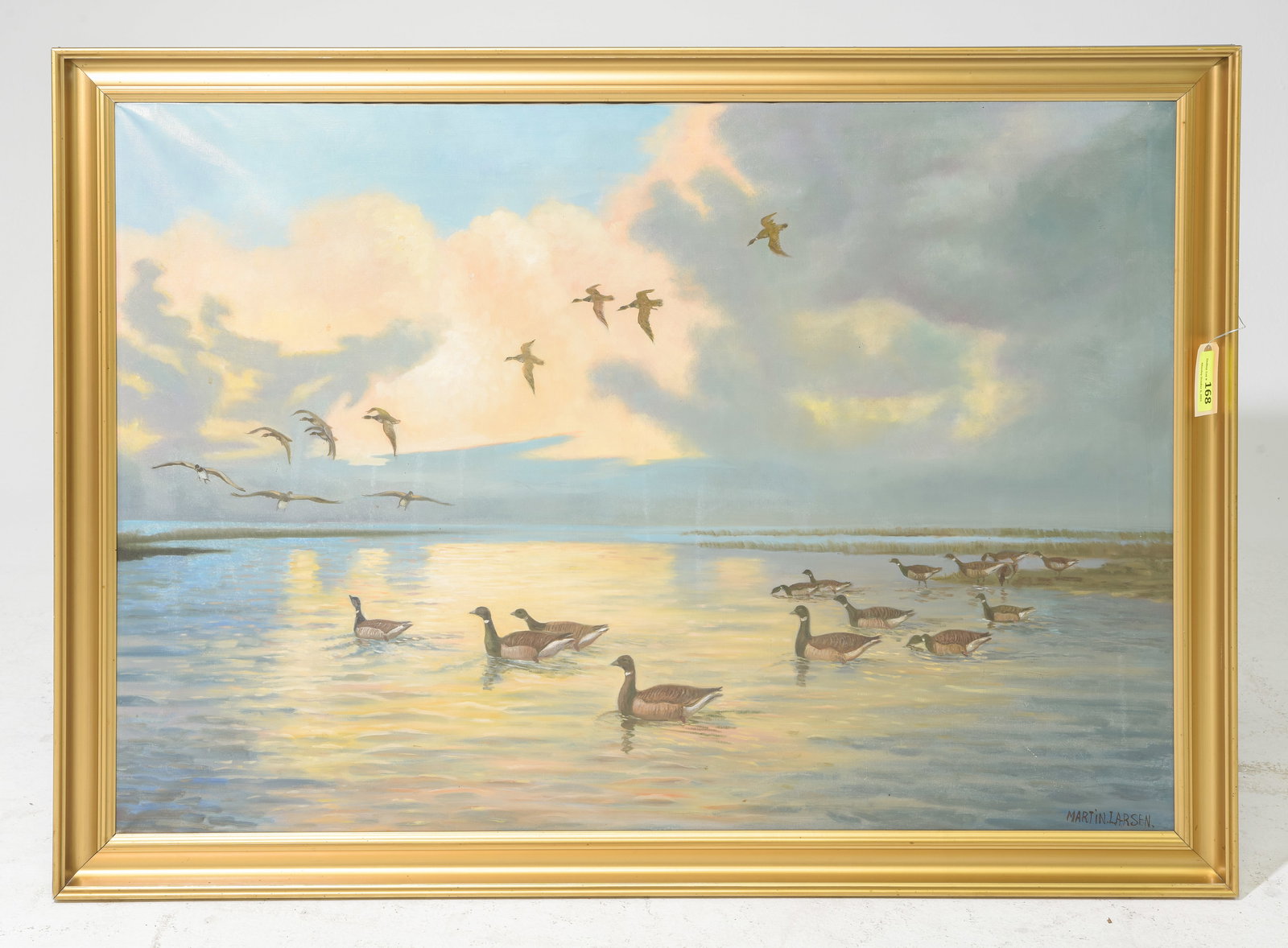 Martin Larsen Oil On Canvas - Ducks In Flight (1 of 3)