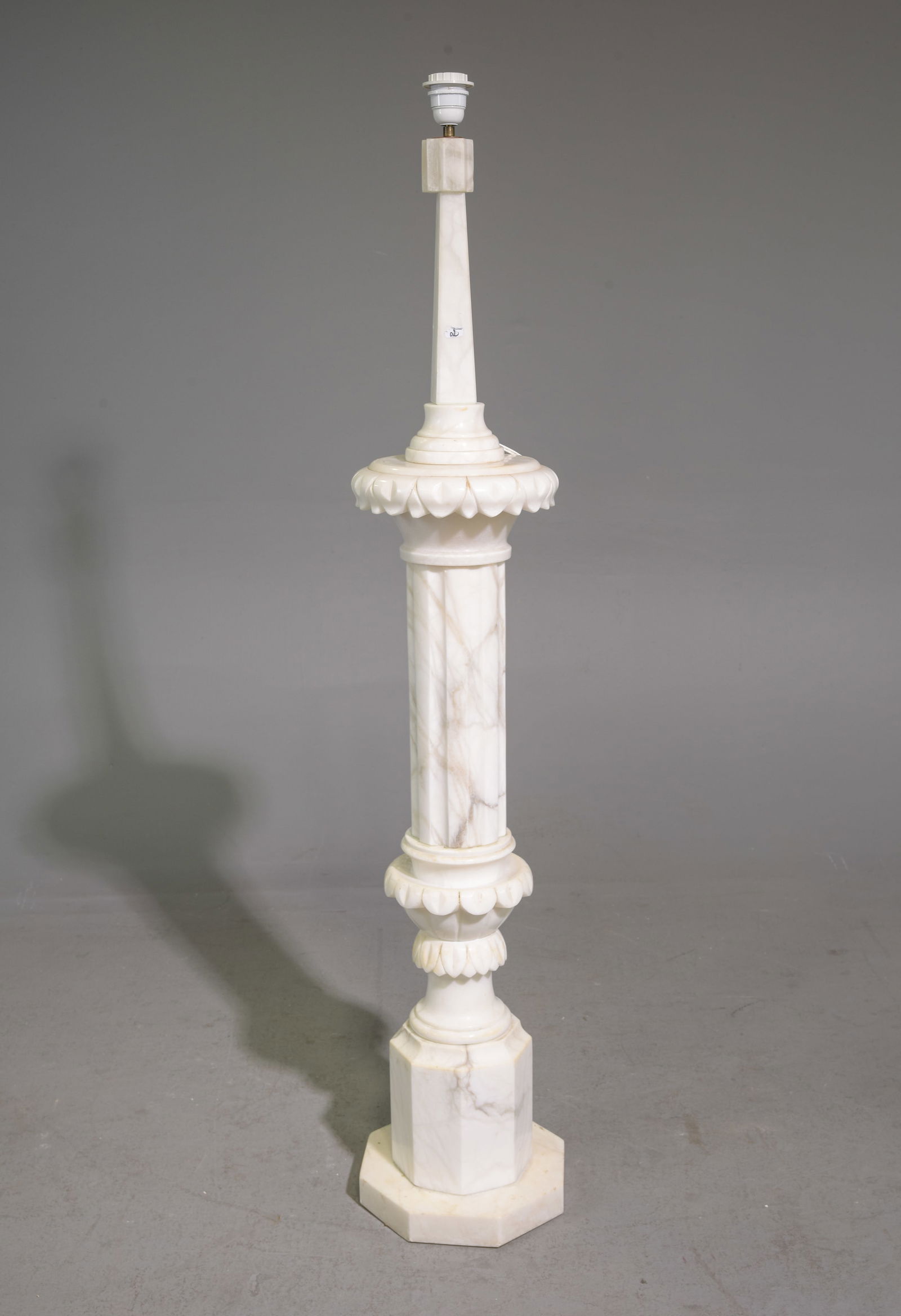 White Marble Pedestal & Lamp: White Marble Pedestal & Lamp - Pedestal is 37.25 in tall x 10 x 10, Lamp is 17 in tall x 4.5 x 4.5