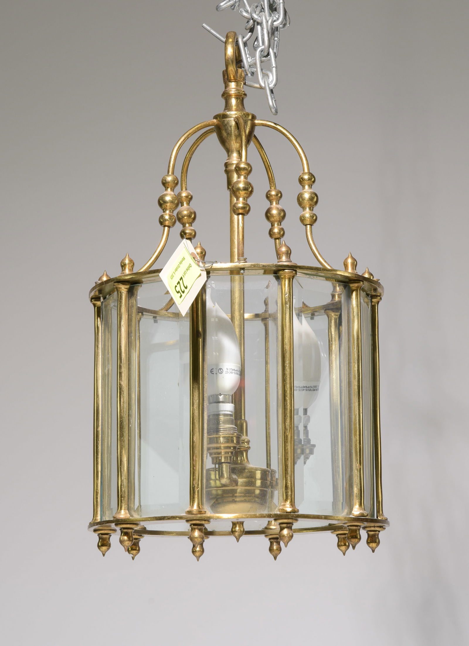 French Brass Entry / Pendant Chandelier: French Brass Entry / Pendant Chandelier - 19.25 in tall x 11 inch diameter