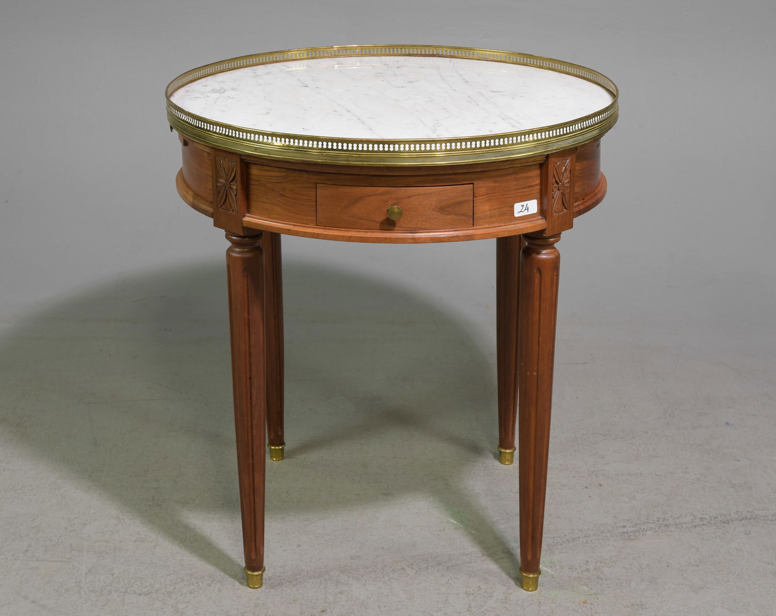 Louis XVI Style White Marble Top Boulette Table (1 of 4)