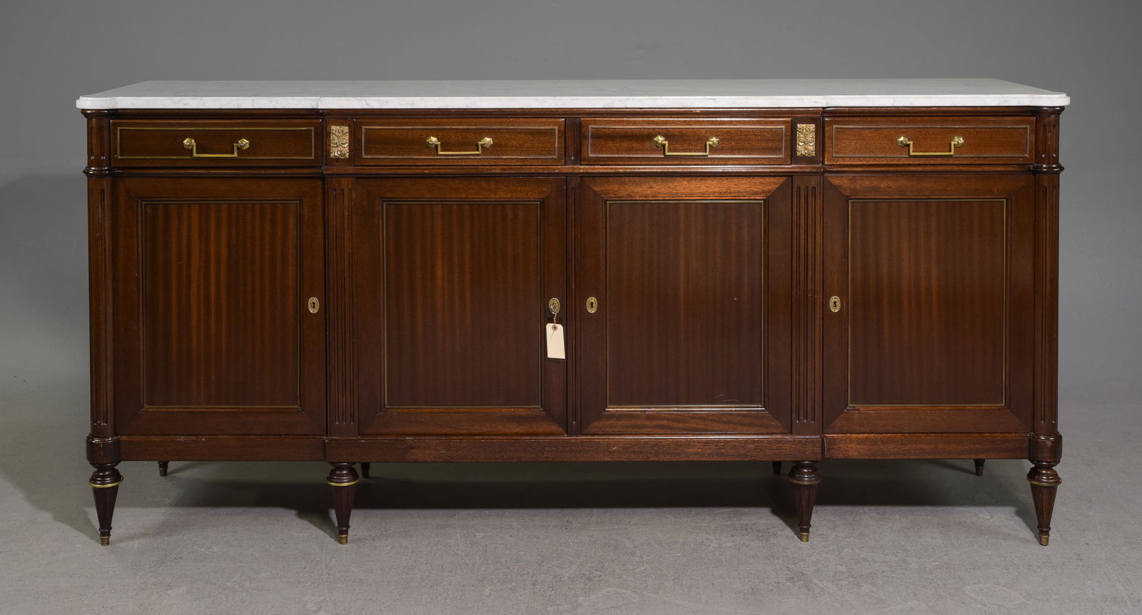 Louis XVI Style White Marble Top Sideboard