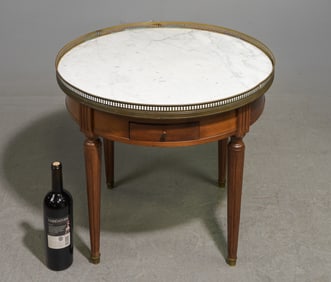 Louis XVI Style White Marble Top Table with Gallery