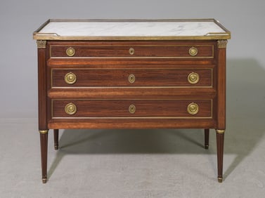 Louis XVI Style White Marble Top Chest with Gallery