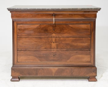 Louis Philippe Style Marble Top Walnut Chest