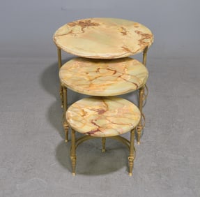 French Onyx Top Nest of Three Tables
