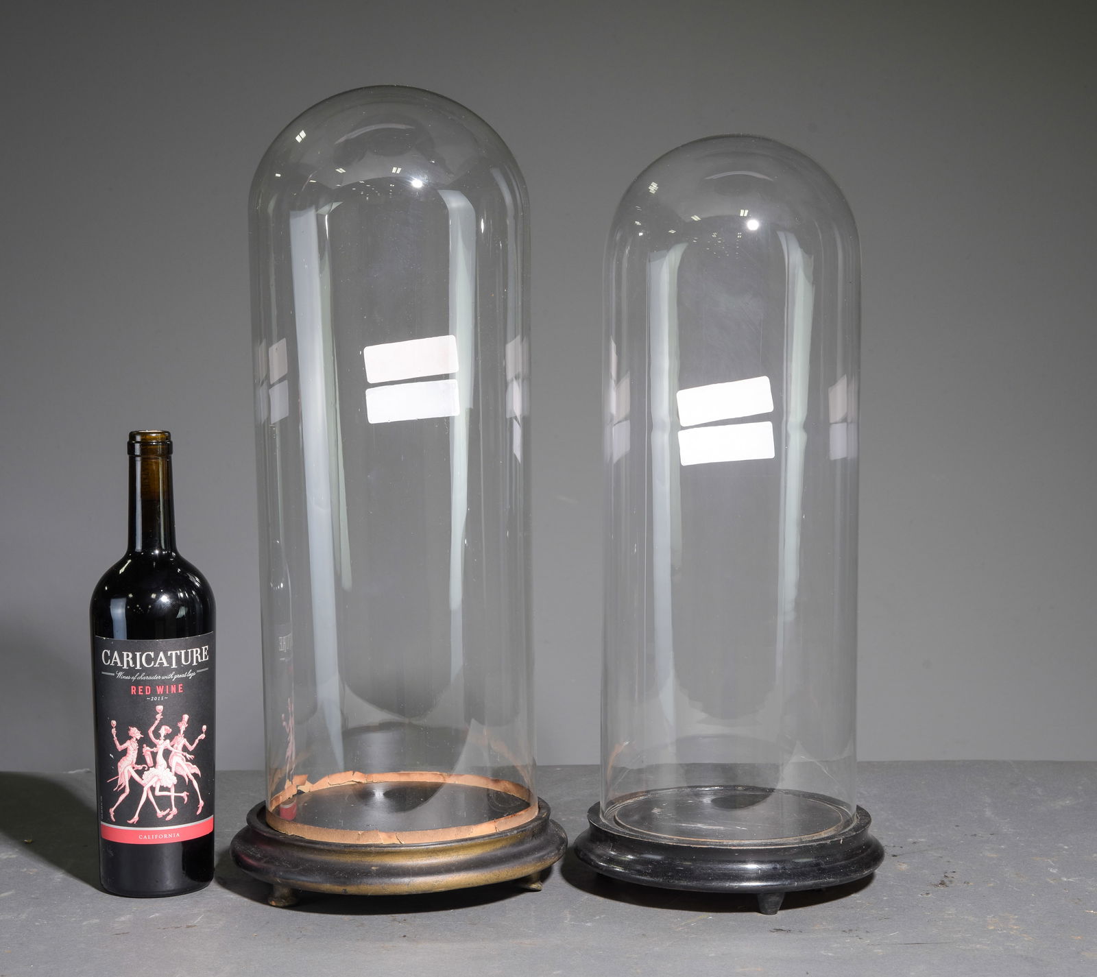 2 Glass Display Domes / Cloches with Wood Bases (1 of 3)