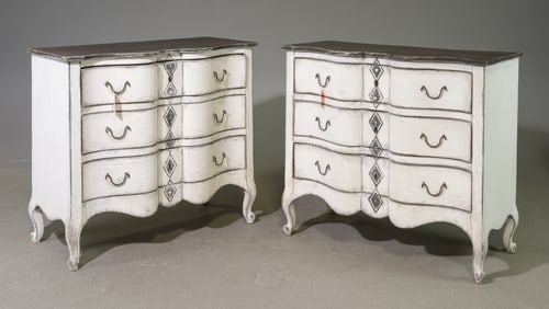 Antique Pair of Louis XV Style Painted Chests