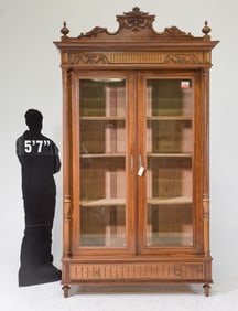 Louis XVI Style Walnut Bookcase / Cupboard