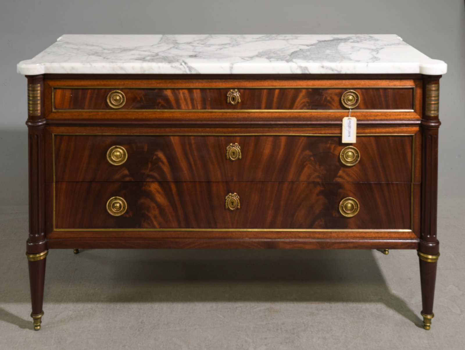 Louis XVI Style White Marble Top Chest (1 of 6)